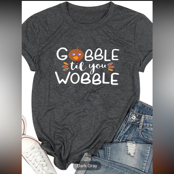 Gobble til You Wobble Thanksgiving Novelty Tee - Picture 2 of 4
